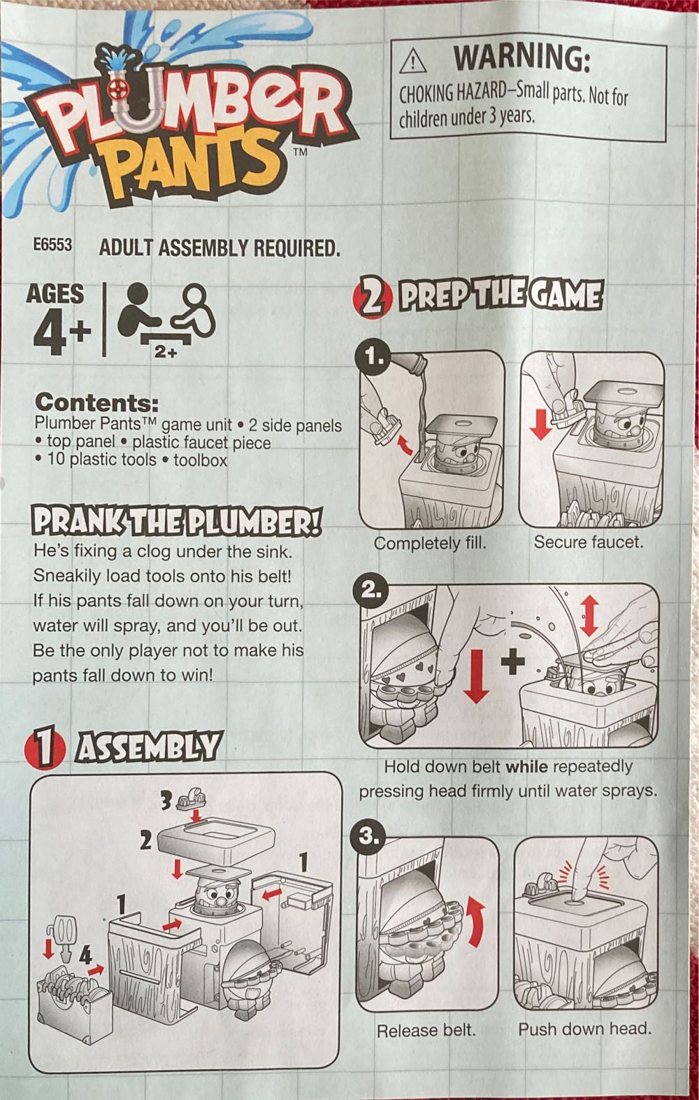 Hasbro Gaming Plumber Pants Game For Kids Ages 4 & Up  board game collectible [Barcode 630509856787] - Main Image 2