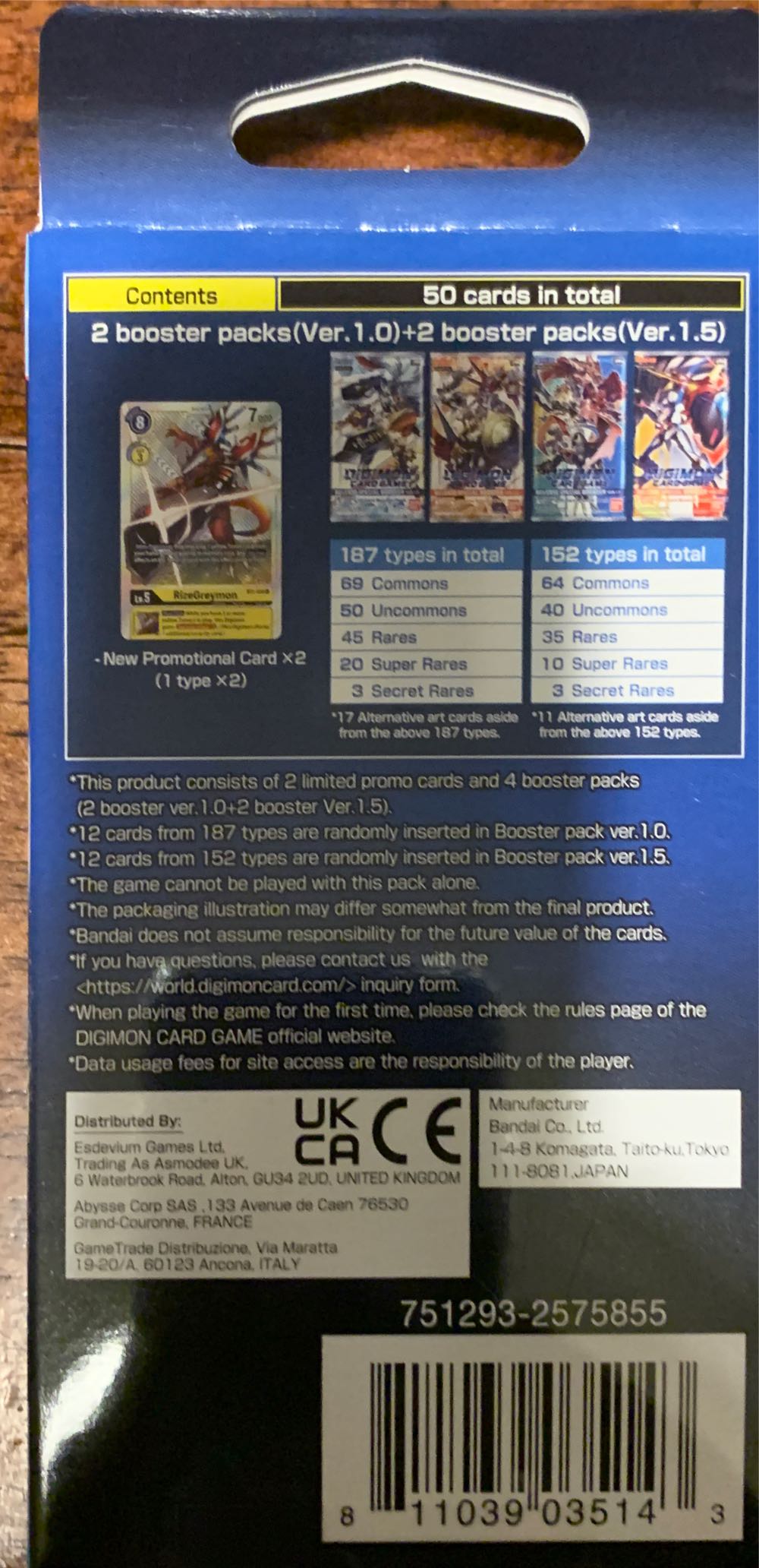 Pack 01 4 Boosters 2 Promo Card Premium Pack Set 01 & 1.5 Promo Cards Sealed 4 Booster Ver 1.0 Includes 4 Packs Promos  board game collectible [Barcode 811039035143] - Main Image 2