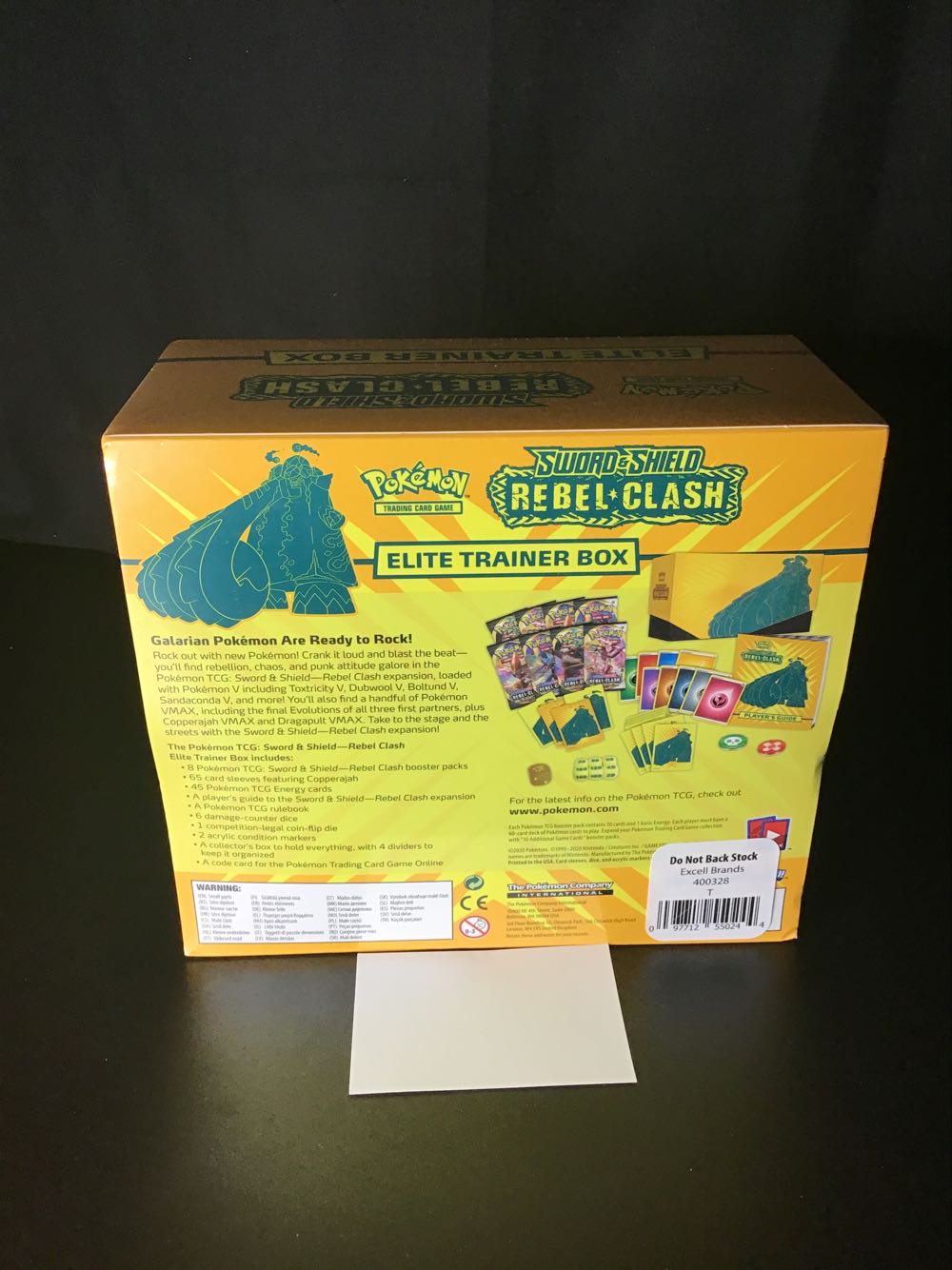 Pokemon TCG REBEL CLASH Elite Trainer Box Color Yellow  board game collectible [Barcode 097712550244] - Main Image 2