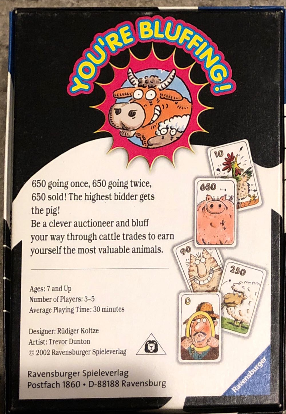 You’re Bluffing! (1985)  (3-5) board game collectible [Barcode 4005556207503] - Main Image 2