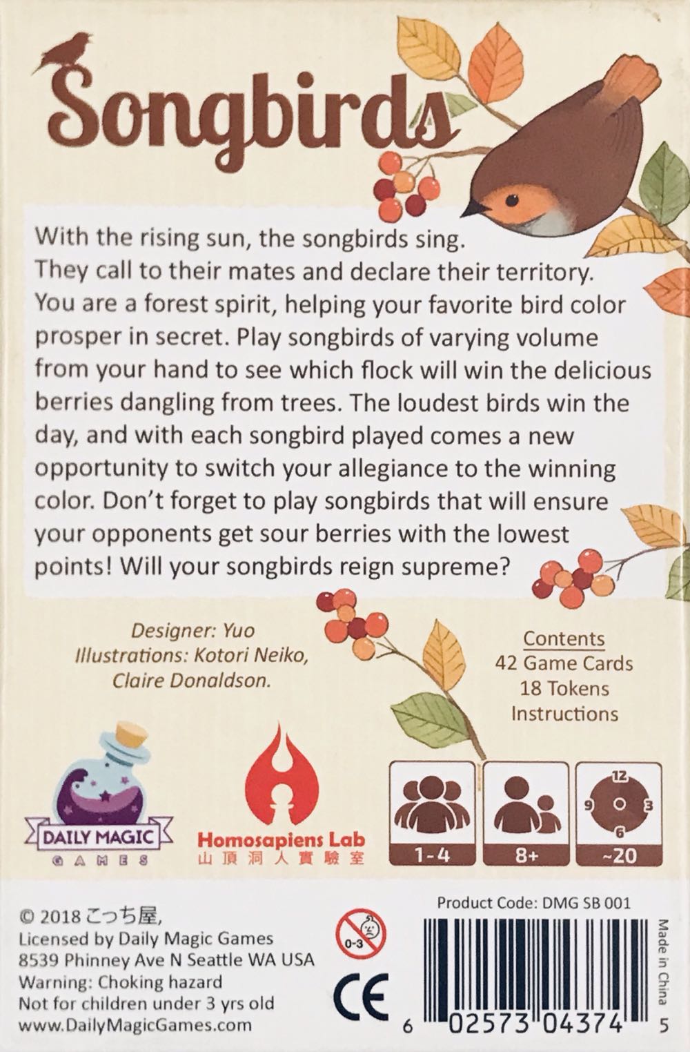 Songbirds  (1-4) board game collectible [Barcode 602573043745] - Main Image 2