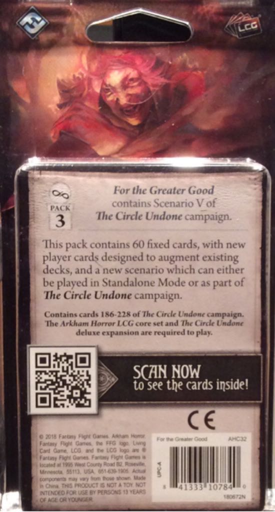 AH LCG: The Circle Undone Pk3 For The Greater Good  board game collectible [Barcode 841333107840] - Main Image 2