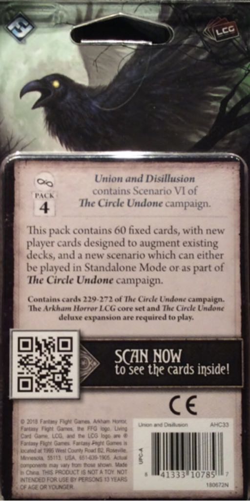 AH LCG: The Circle Undone Pk4 Union And Disillusion  board game collectible [Barcode 841333107857] - Main Image 2
