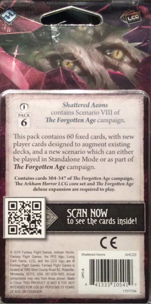 AH LCG: The Forgotten Age Pk6 Shattered Aeons board game collectible - Main Image 2