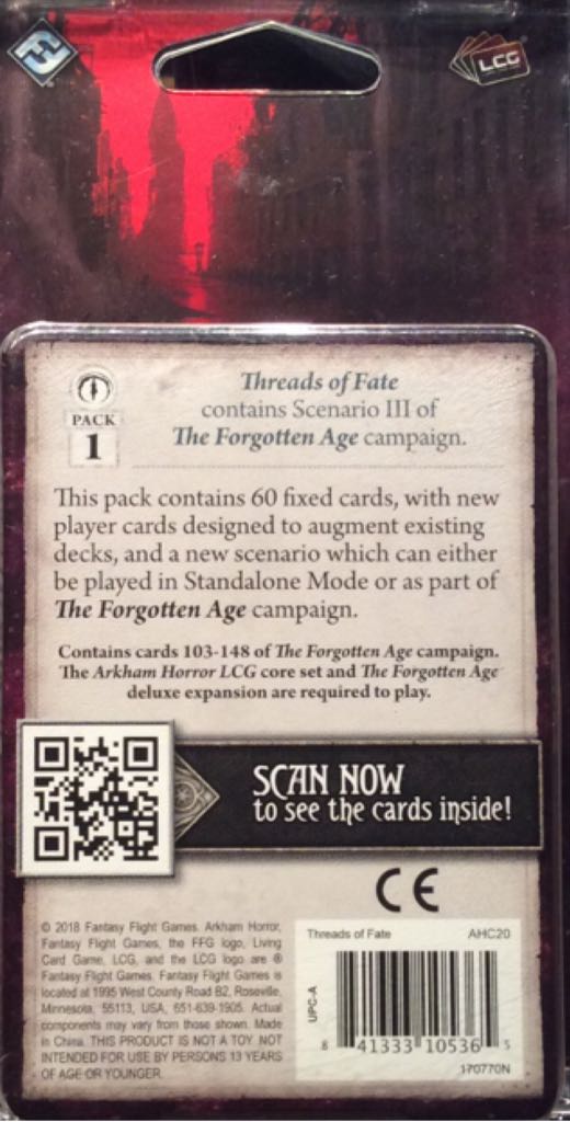 AH LCG: The Forgotten Age Pk1 Threads Of Fate  board game collectible - Main Image 2