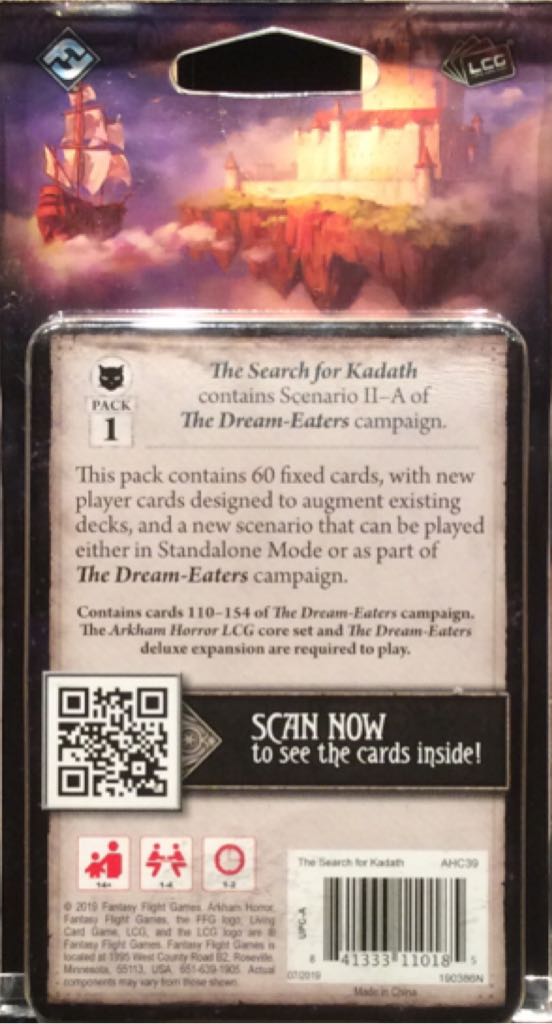 AH LCG: The Dream-Eaters Pk1 The Search For Kadath  board game collectible [Barcode 841333110185] - Main Image 2