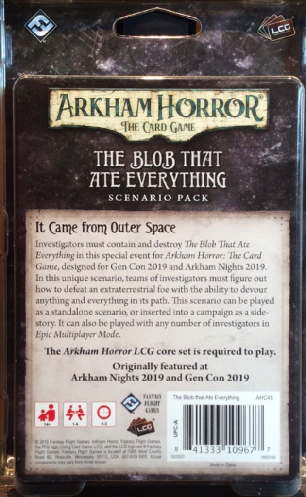 Arkham Horror LCG: The Blob That Ate Everything  (1-4 (2)) board game collectible [Barcode 841333109677] - Main Image 2
