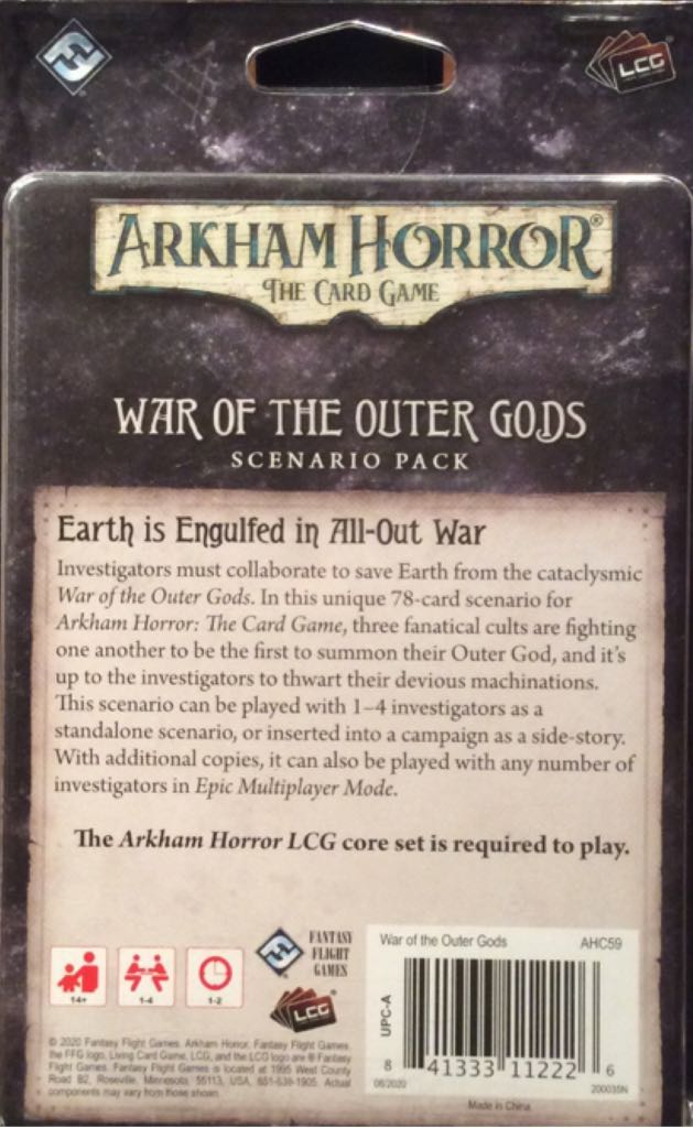 AH LCG: Base Set Scenario War Of The Outer Gods  board game collectible [Barcode 841333112226] - Main Image 2