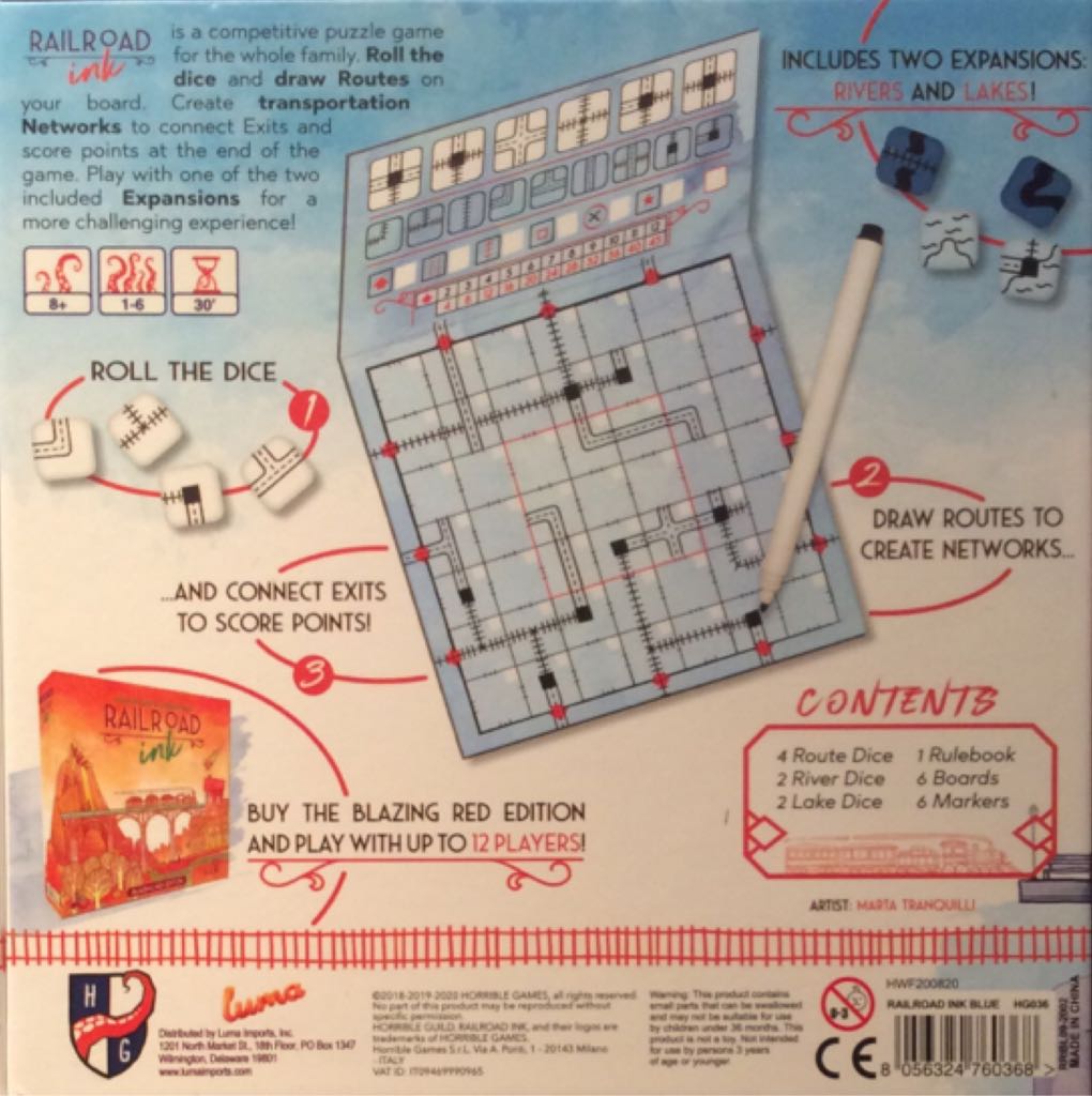 Railroad Ink: Deep Blue Edition  (1-6) board game collectible [Barcode 8056324760368] - Main Image 2