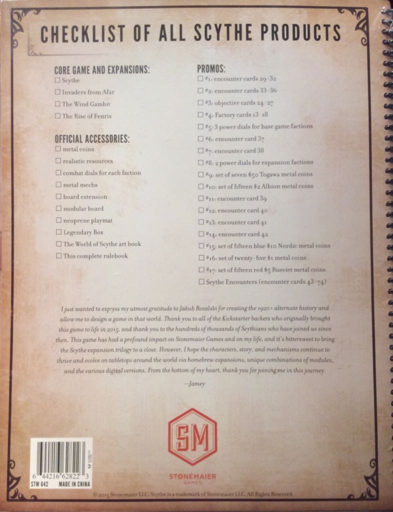 Scythe Complete Rulebook  (1-5) board game collectible [Barcode 644216628223] - Main Image 2