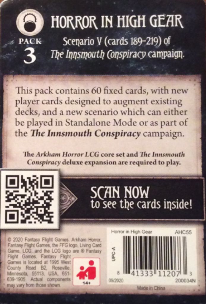 Arkham Horror: The Card Game - Horror In High Gear  board game collectible [Barcode 841333112073] - Main Image 2