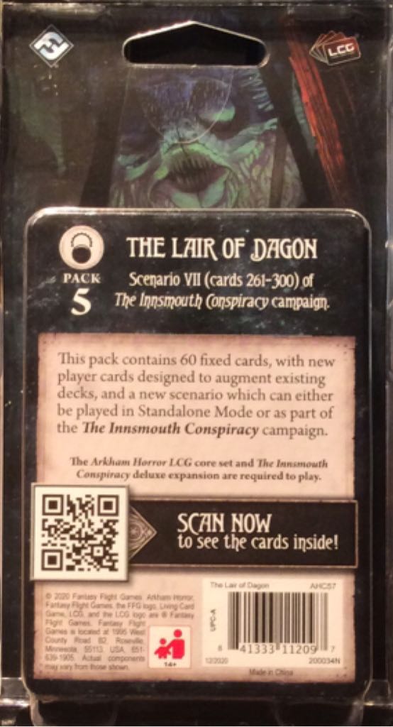 Arkham Horror: The Card Game - The Lair Of Dagon  board game collectible [Barcode 841333112097] - Main Image 2