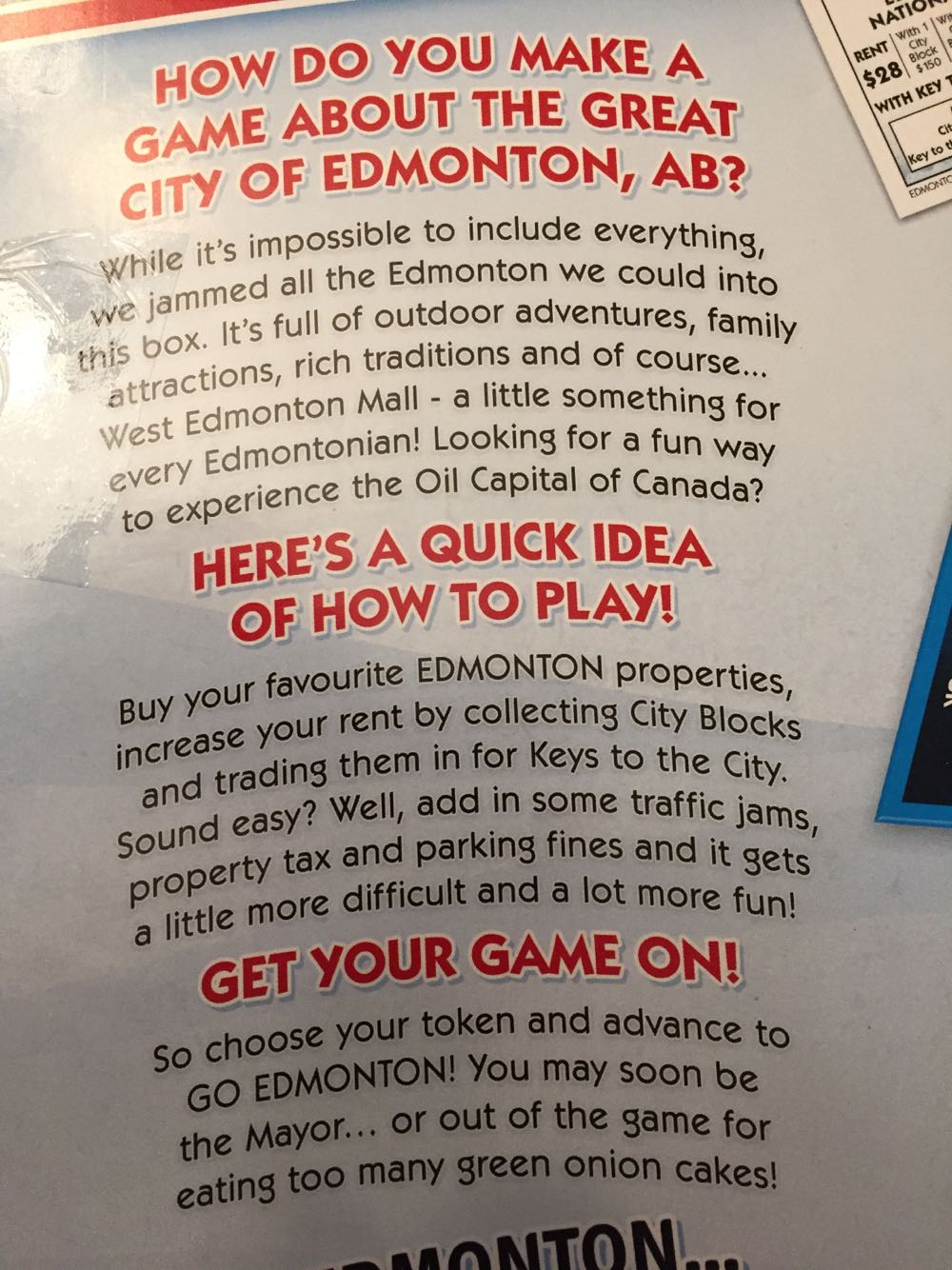 Edmontonopoly  (2-6) board game collectible [Barcode 625012142267] - Main Image 3