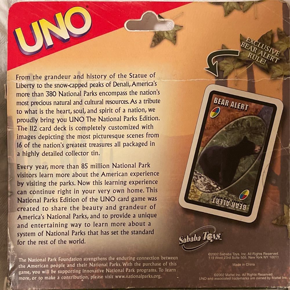 National Park Foundation Uno  board game collectible [Barcode 831614005057] - Main Image 2