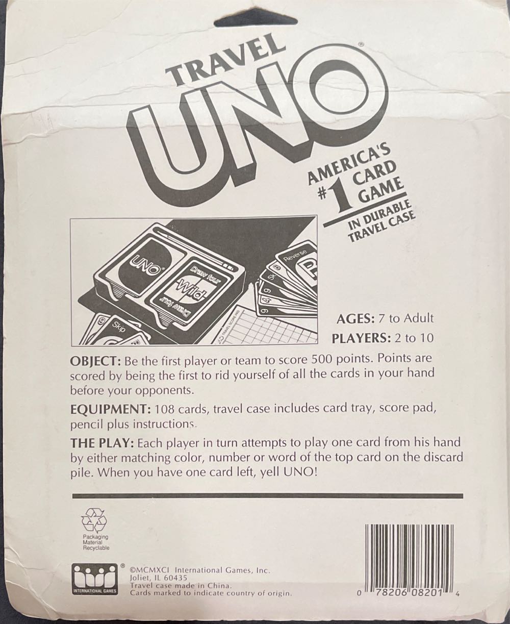 Travel Uno  board game collectible [Barcode 078206082014] - Main Image 2