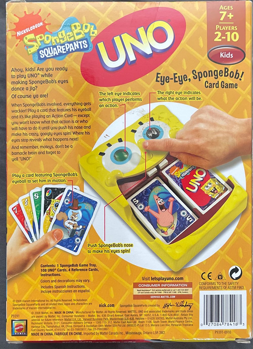 Uno: Eye Eye Spongebob Squarepants  board game collectible [Barcode 027084784183] - Main Image 2