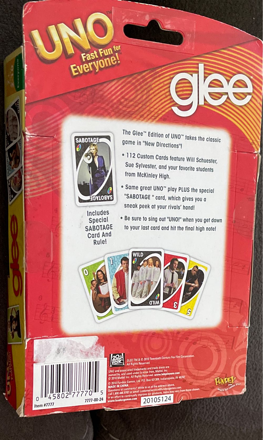 Uno Glee  board game collectible [Barcode 045802777705] - Main Image 2