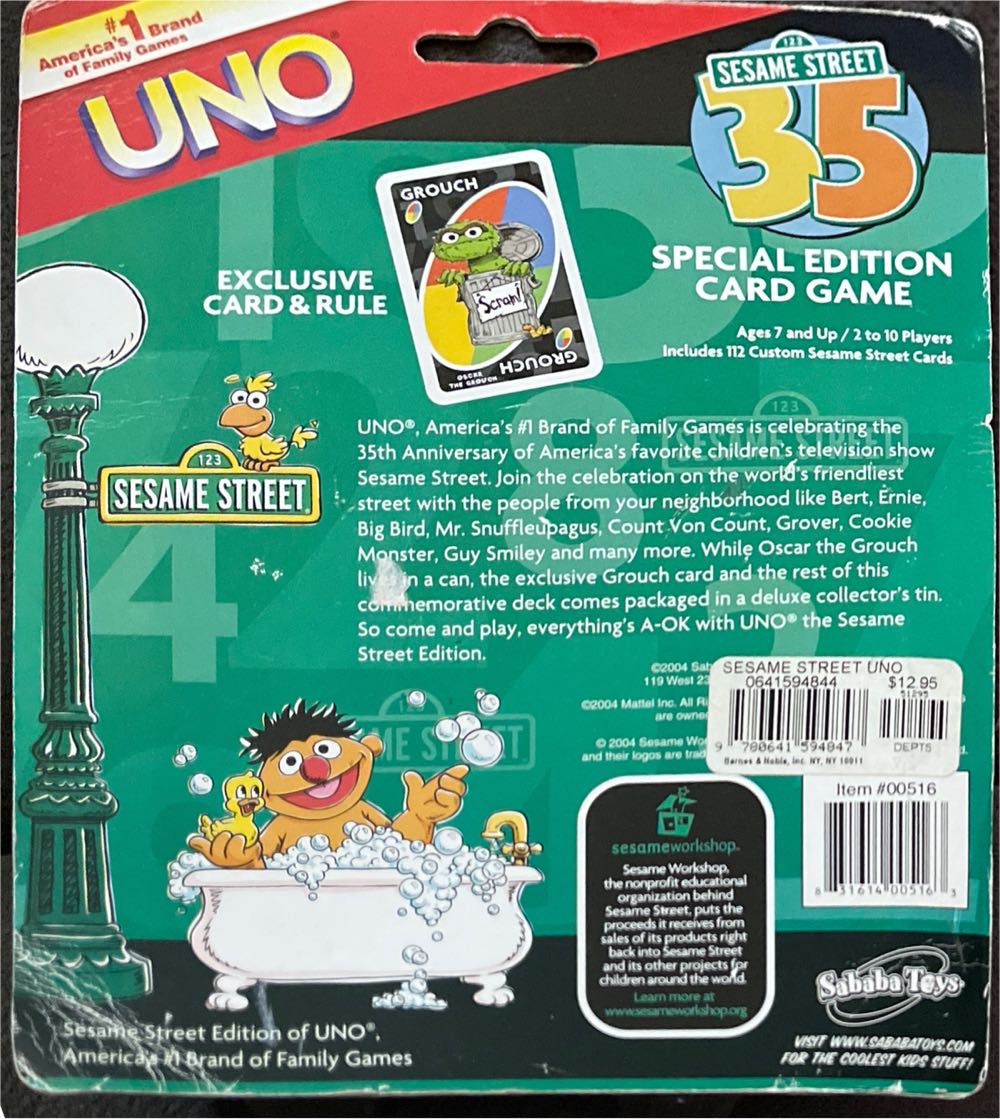 Sesame Street 35 Uno  board game collectible [Barcode 831614005163] - Main Image 2