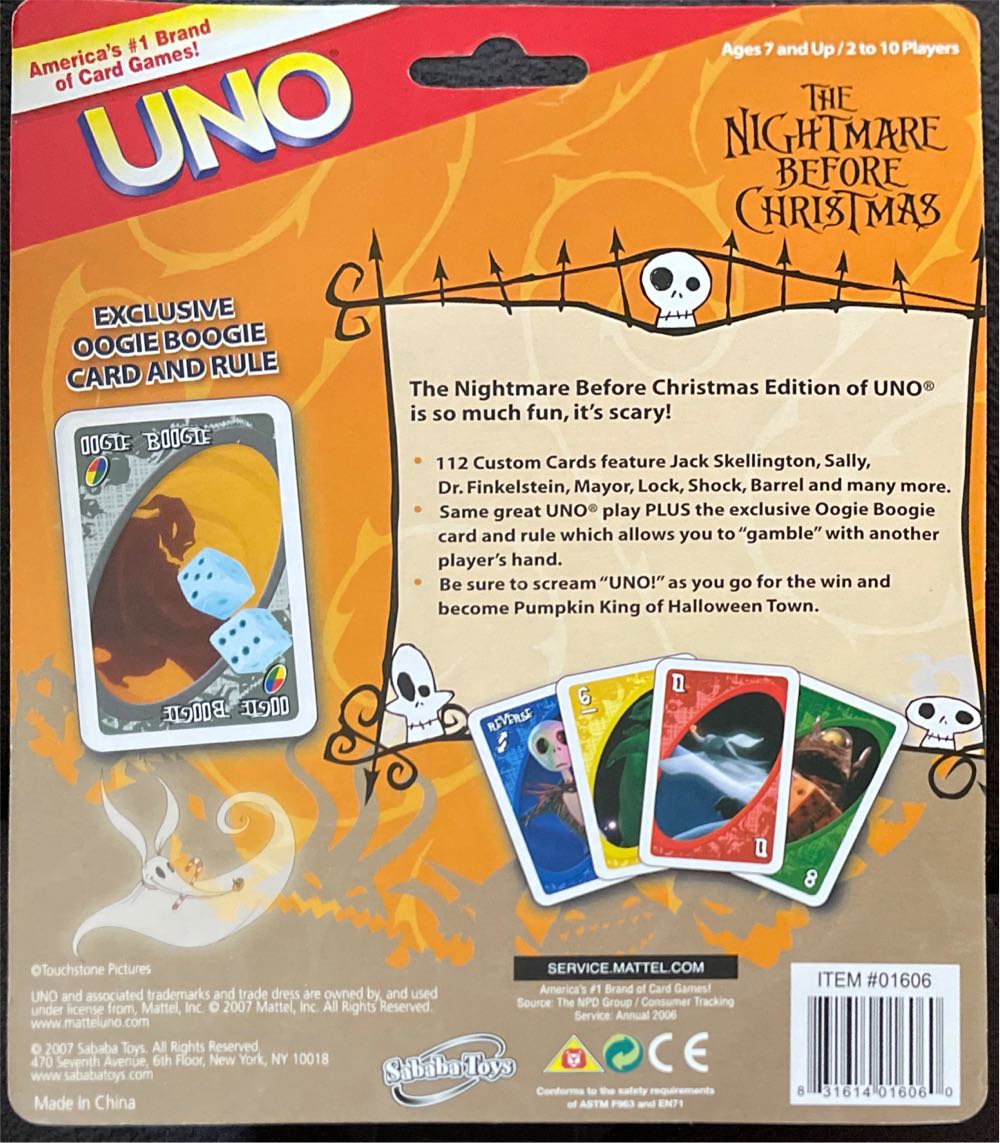 Nightmare Before Christmas Uno  board game collectible [Barcode 831614016060] - Main Image 2