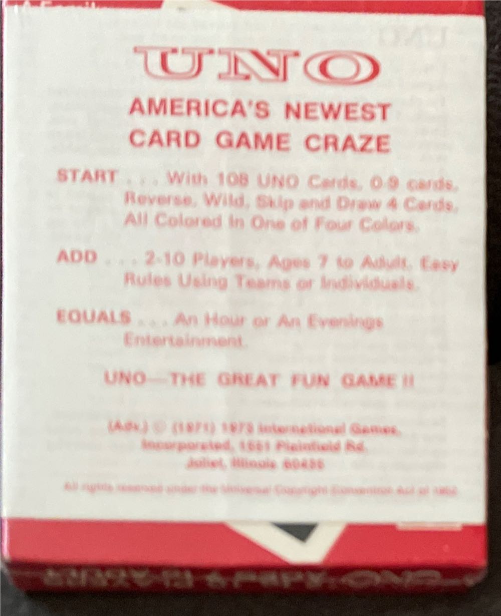 Uno International Games  board game collectible - Main Image 2