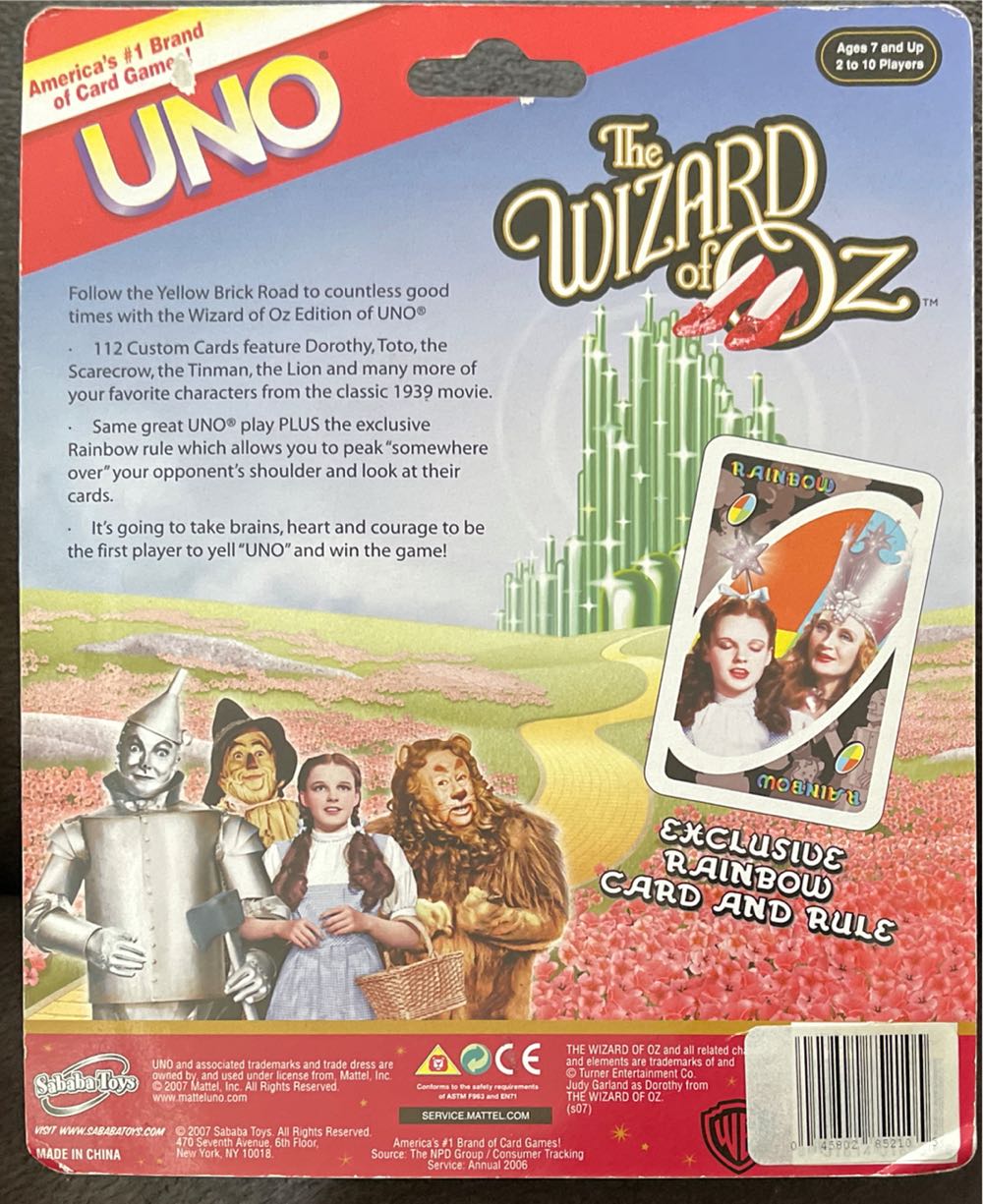 Wizard Of Oz Uno  board game collectible [Barcode 045802852105] - Main Image 2