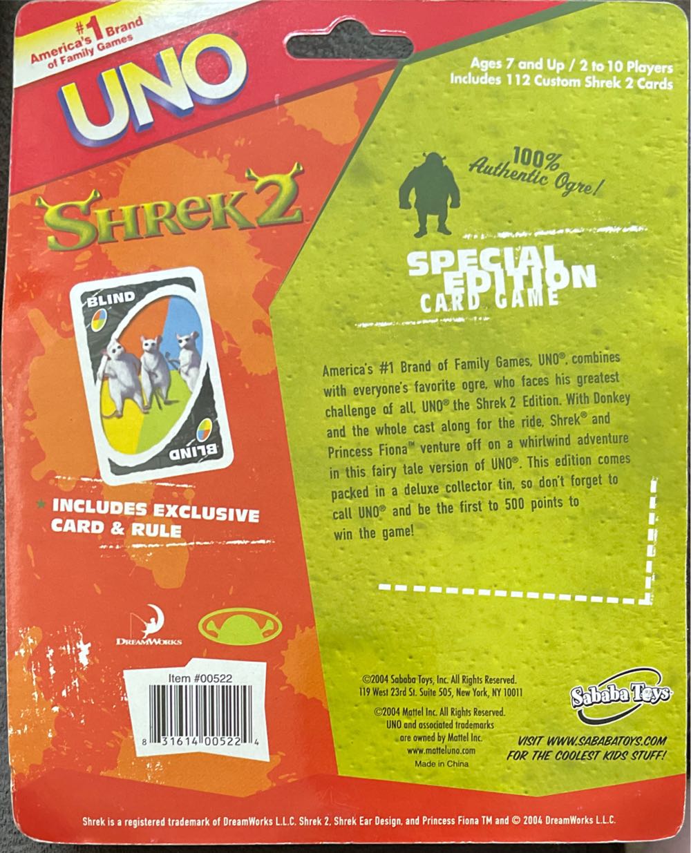 Shrek 2 Special Edition Uno  board game collectible [Barcode 831614005224] - Main Image 2