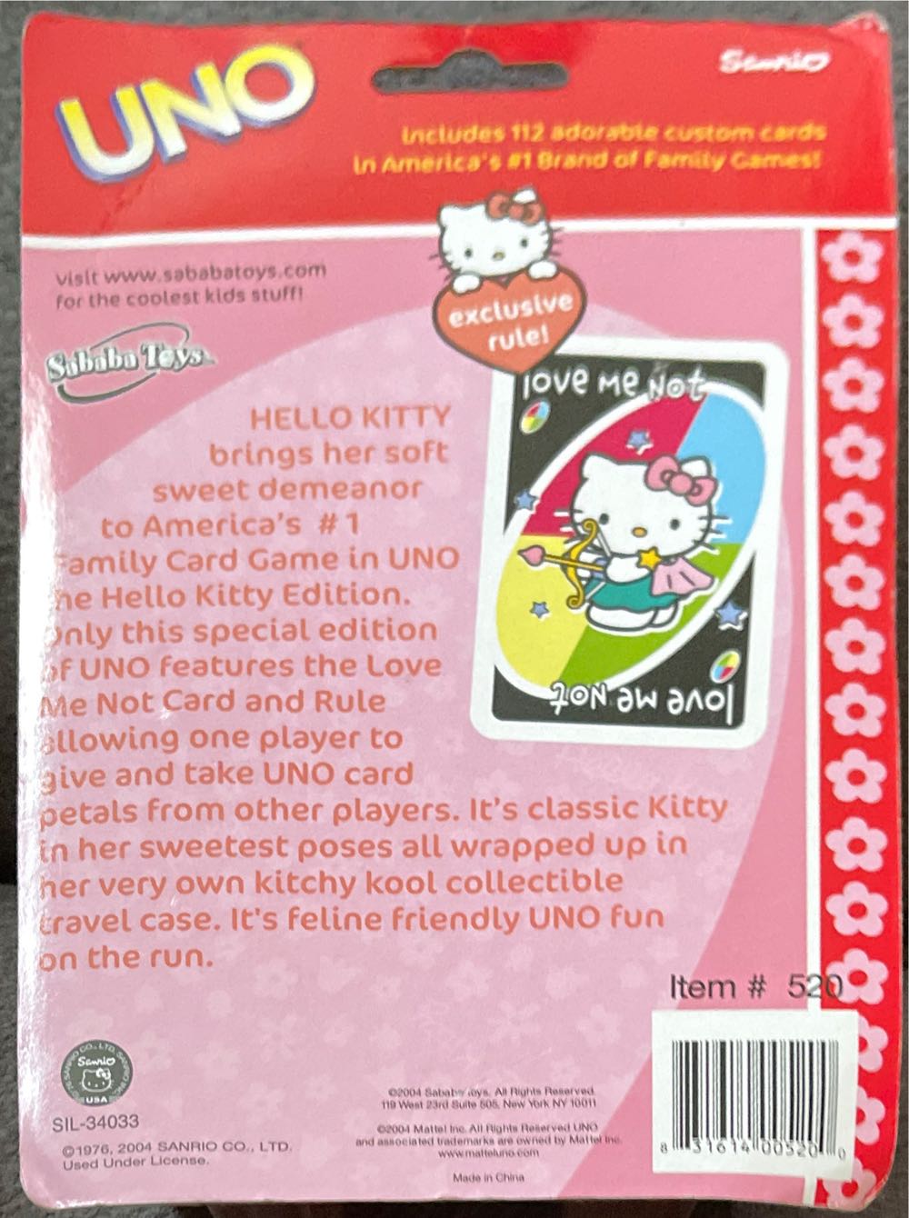 Hello Kitty Special Edition Uno  board game collectible [Barcode 831614005200] - Main Image 2