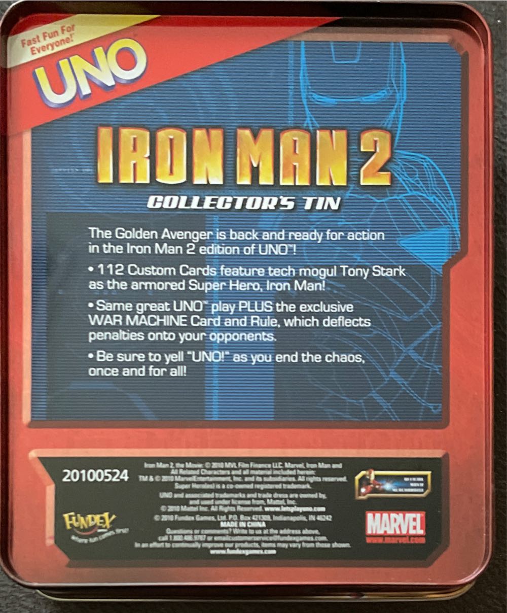 Iron Man 2 Uno  board game collectible - Main Image 2