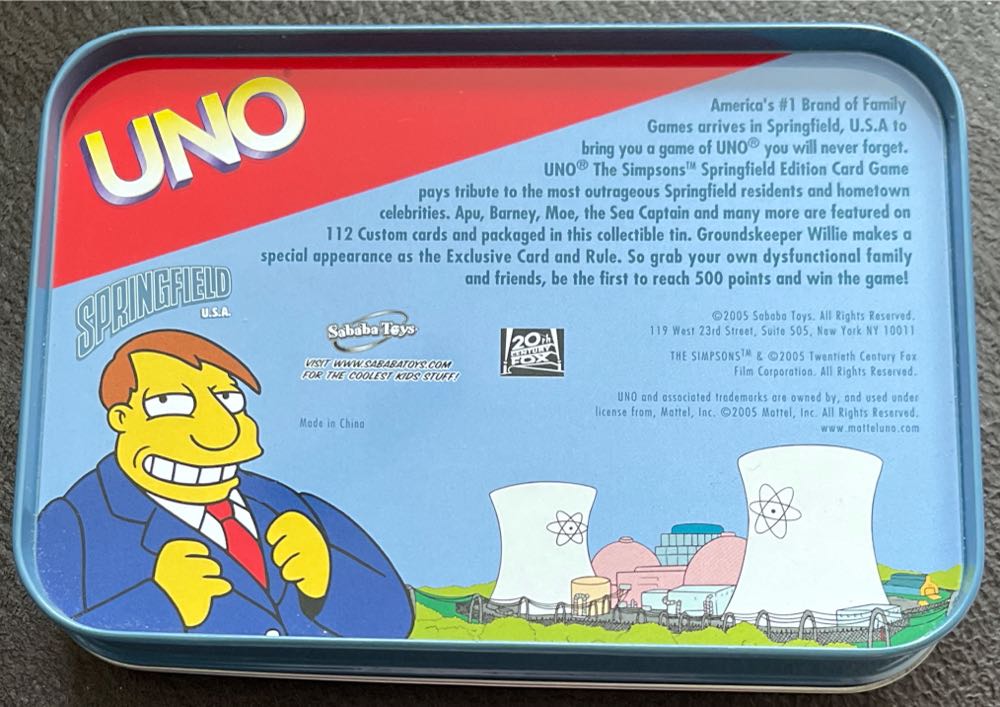 Simpsons Springfield Uno  board game collectible - Main Image 2