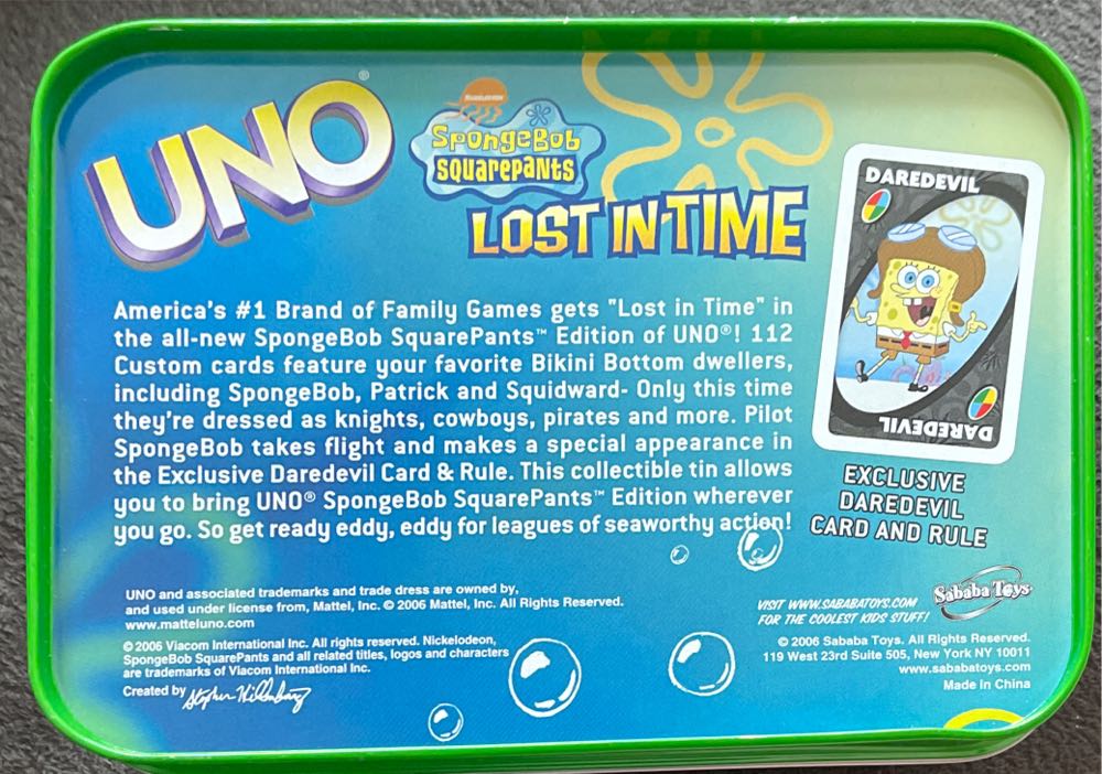 Spongebob Lost In Time Uno  board game collectible - Main Image 2