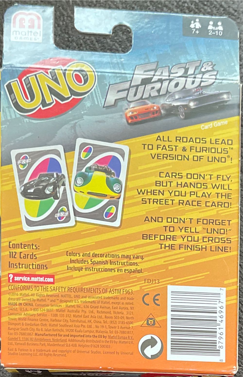 Fast And Furious Uno  board game collectible - Main Image 2