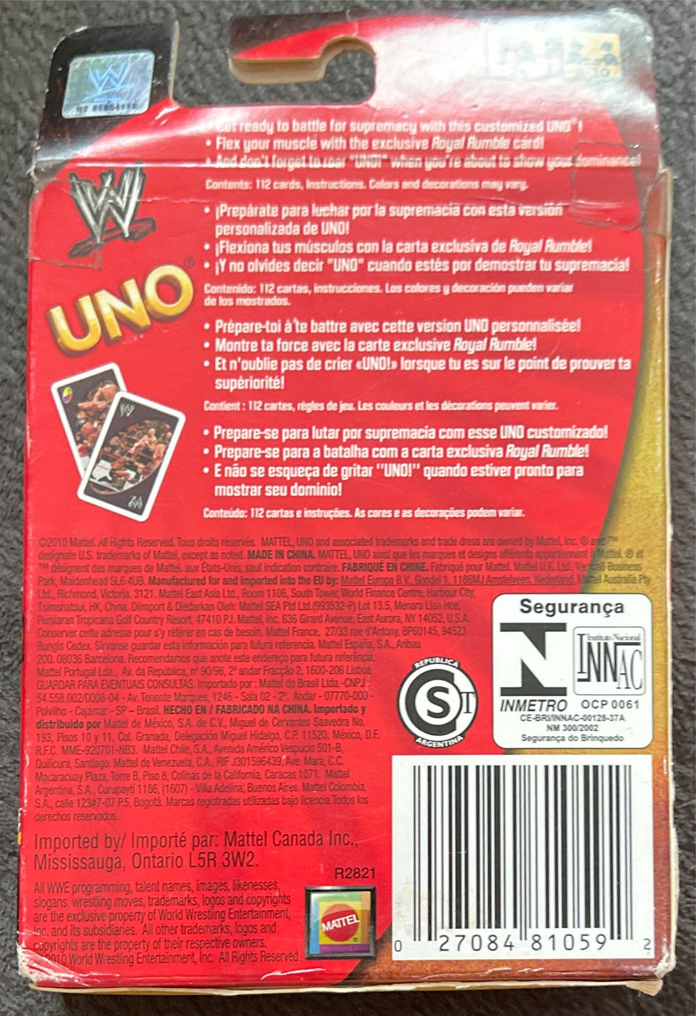 Wwe Wrestling Uno Card Game  board game collectible [Barcode 027084810592] - Main Image 2