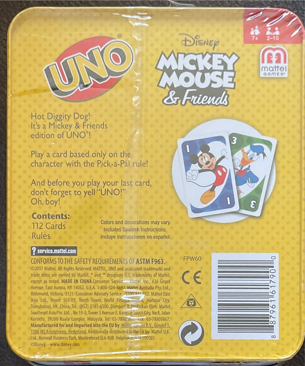 Mickey Mouse And Friends Uno Tin  board game collectible - Main Image 2