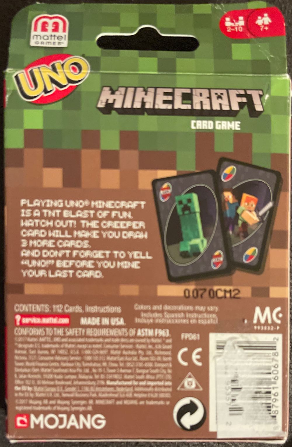 Minecraft Uno  board game collectible - Main Image 2