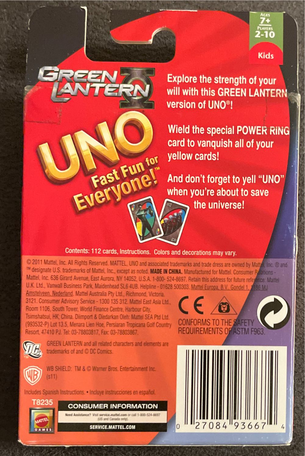Green Lantern Uno  board game collectible - Main Image 2