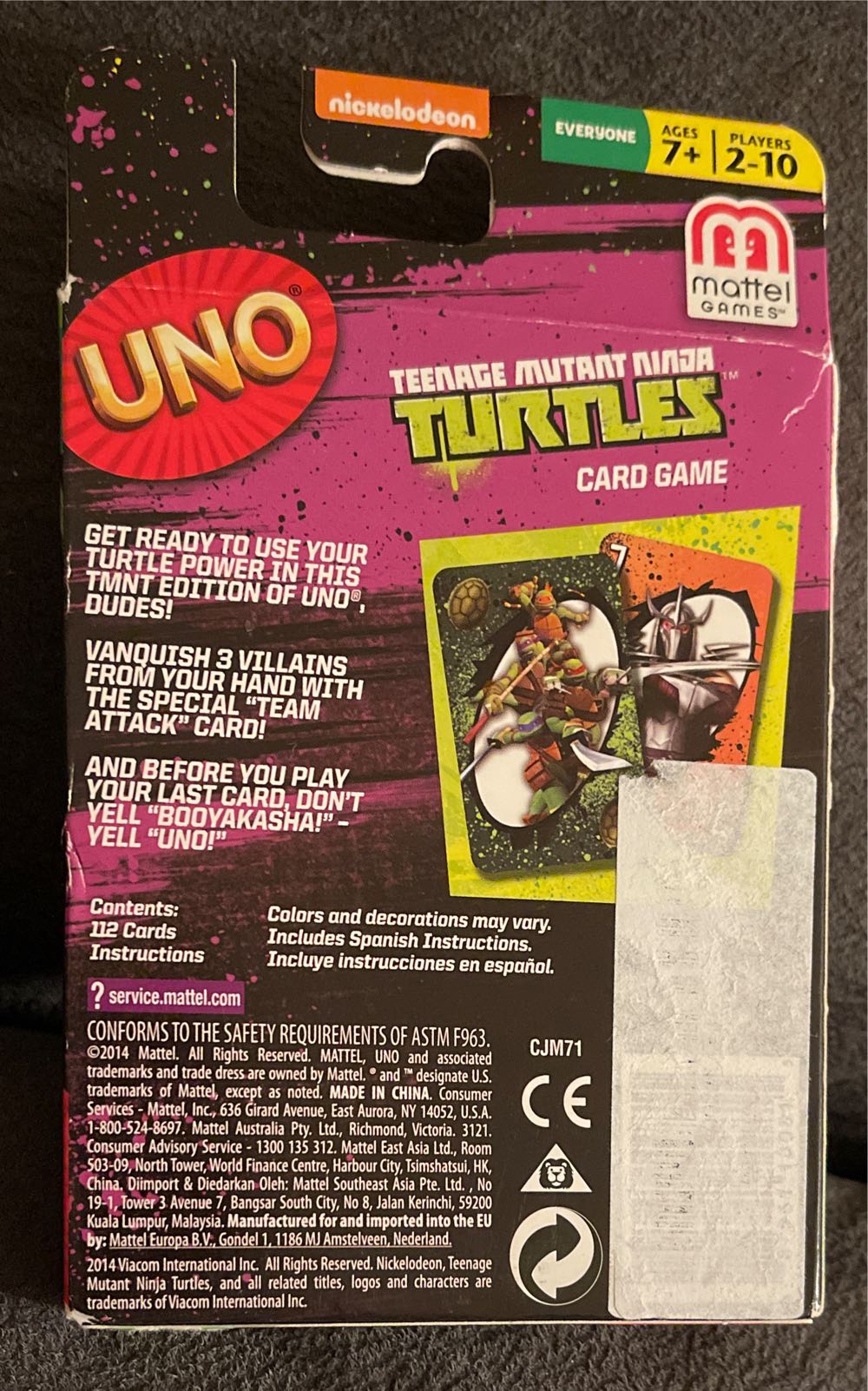 Teenage Mutant Ninja Turtles Uno  board game collectible - Main Image 2