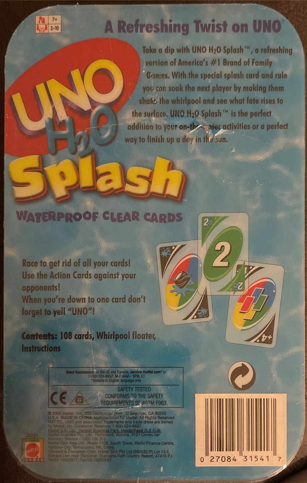 Uno H2O Splash  (2 - 10) board game collectible - Main Image 2