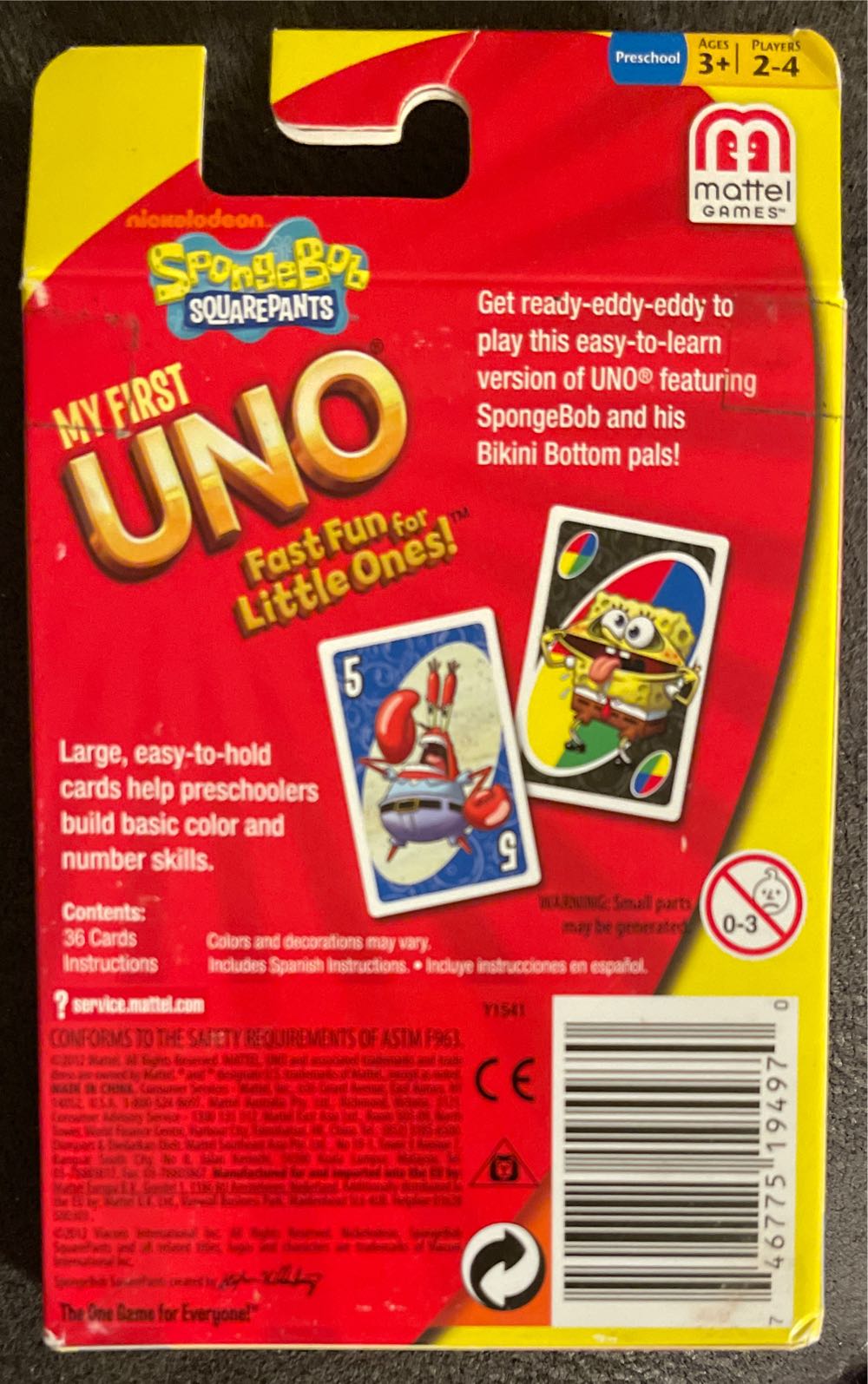My First Uno Spongebob  board game collectible - Main Image 2