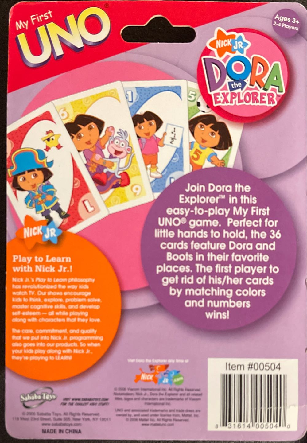 Dora The Explorer My First Uno  board game collectible - Main Image 2