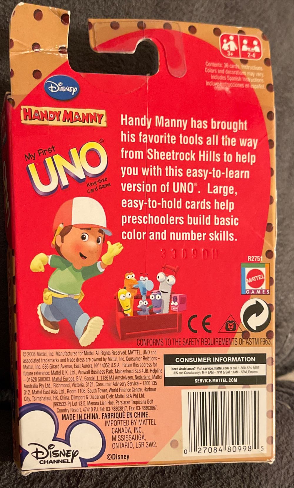 Handy Manny My First Uno  board game collectible - Main Image 2