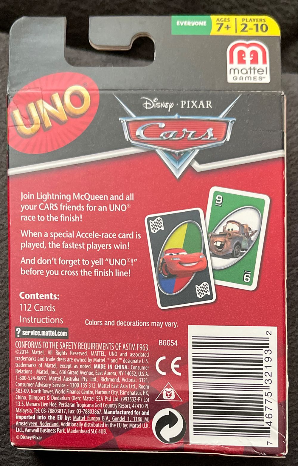 Cars Uno  board game collectible - Main Image 2