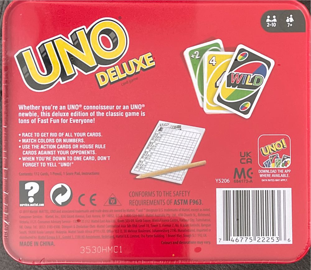 Uno Deluxe Tin  (2-10) board game collectible - Main Image 2