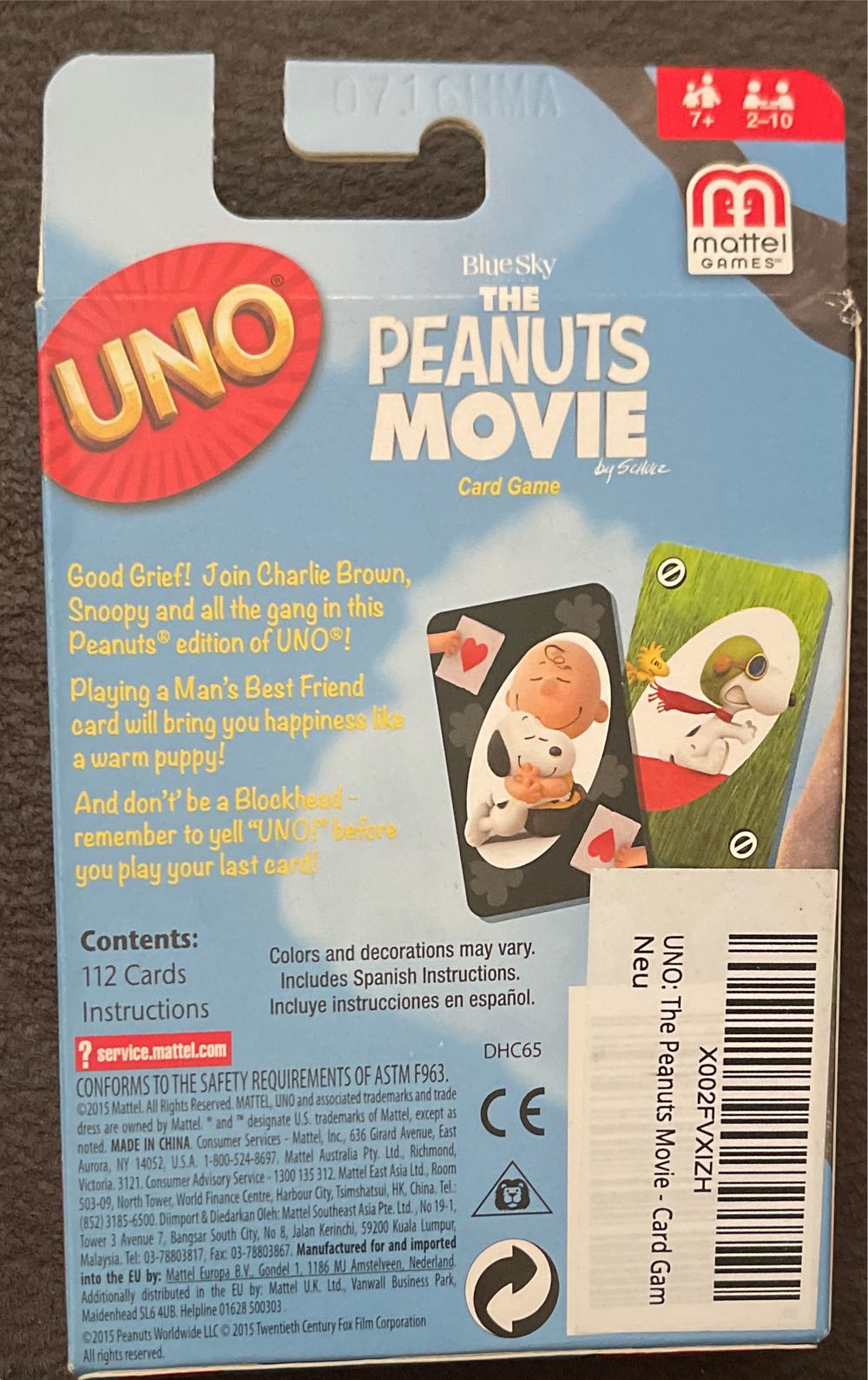 Peanuts Movie Uno  board game collectible - Main Image 2