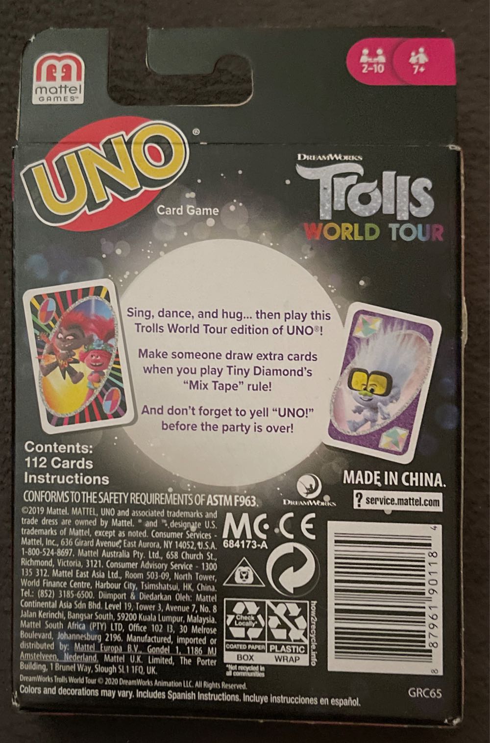 Trolls World Tour Uno  board game collectible - Main Image 2