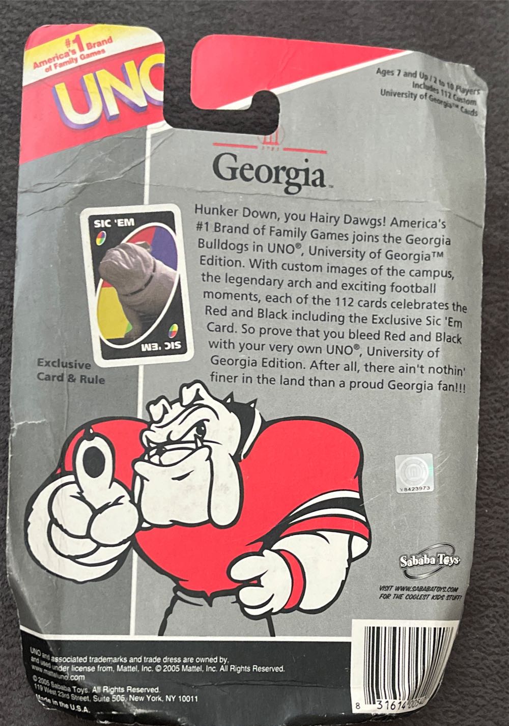Georgia University Bulldogs Uno  board game collectible - Main Image 2