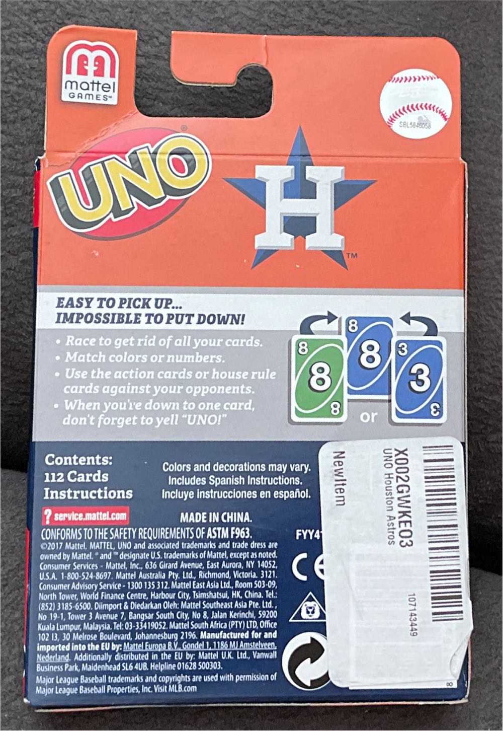 Houston Astros Uno  board game collectible - Main Image 2