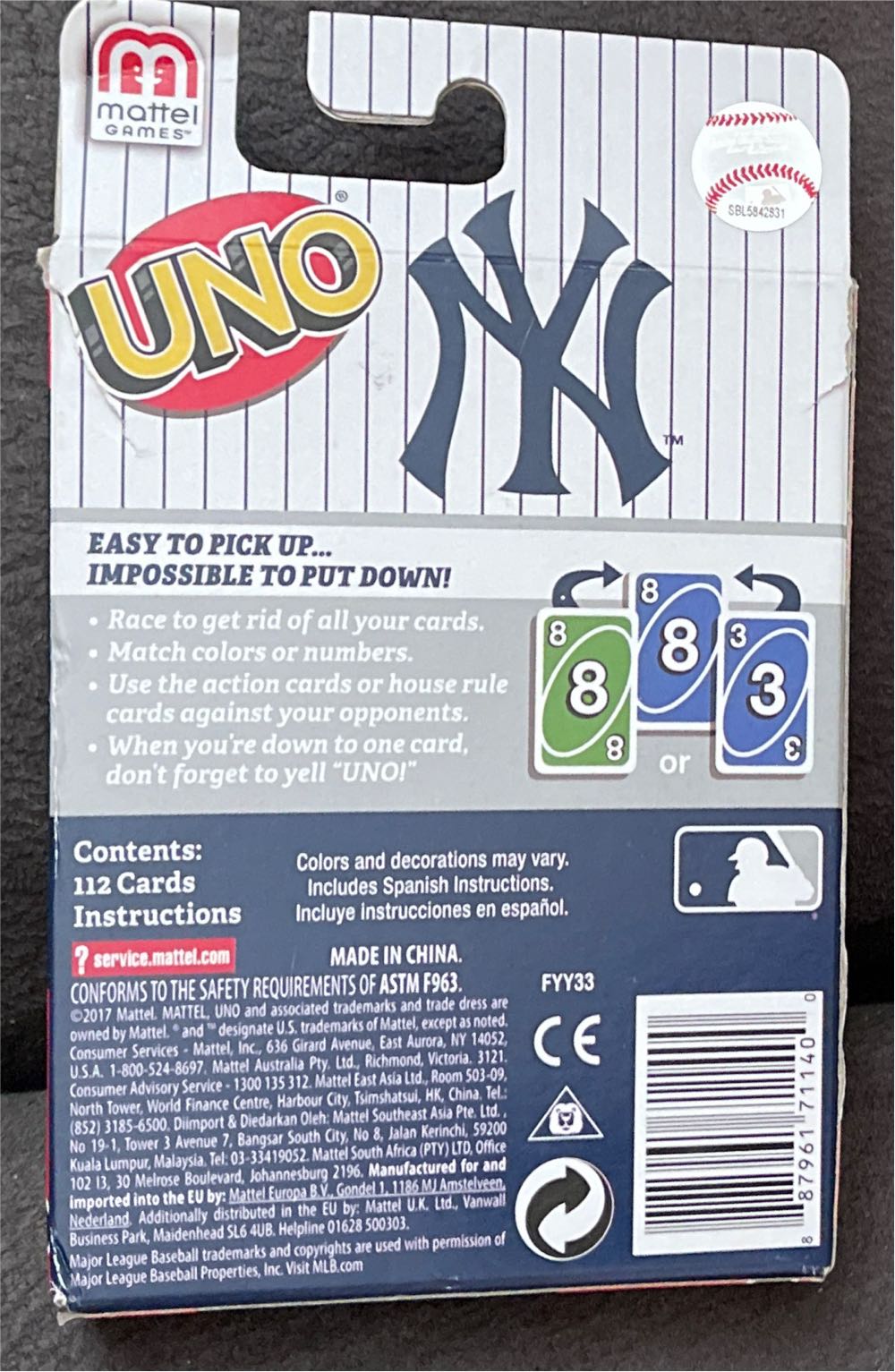 New York Yankees Uno  board game collectible - Main Image 2