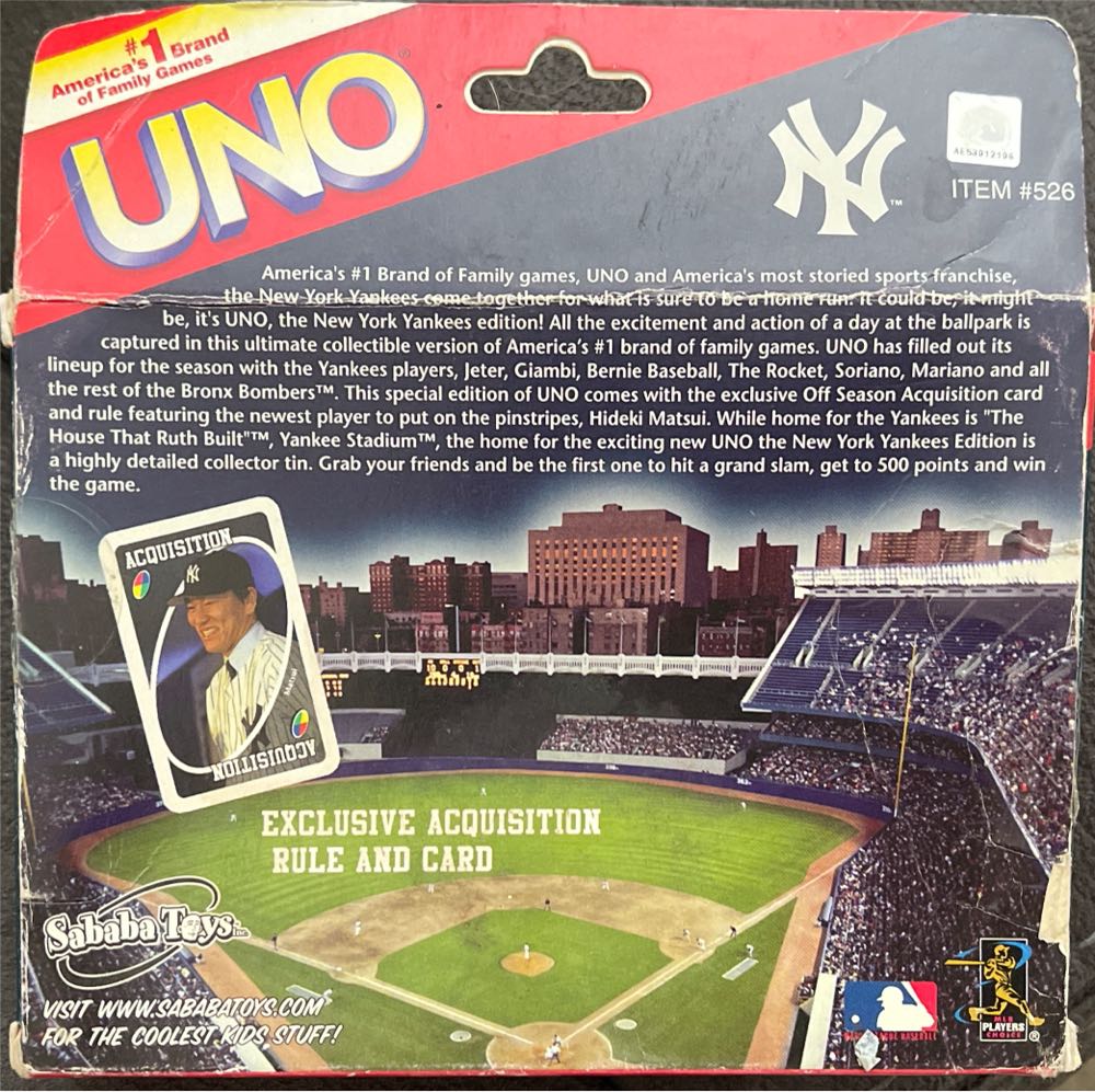 New York Yankees Uno Acquisition  board game collectible - Main Image 2