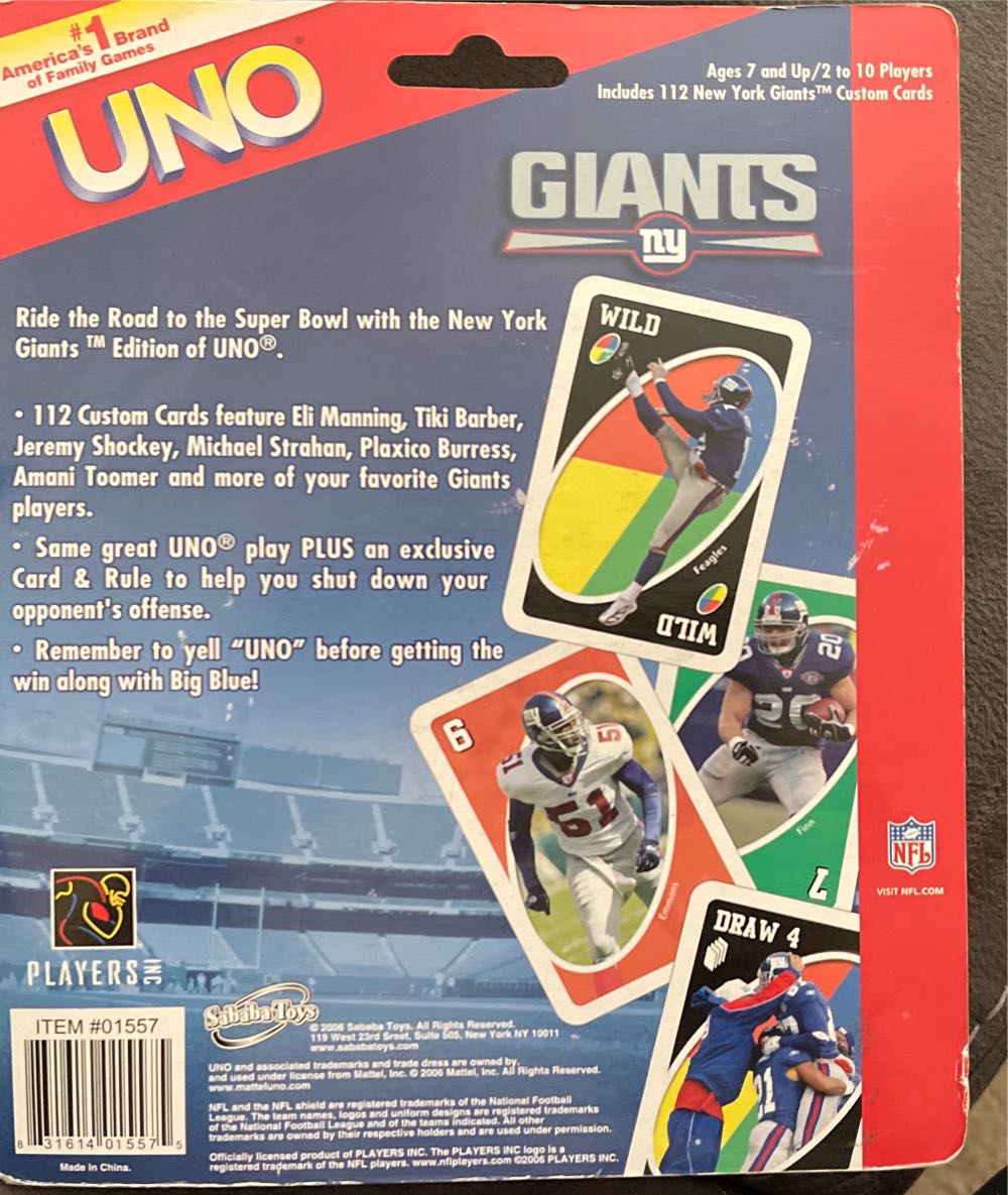 New York Giants Uno  board game collectible - Main Image 2