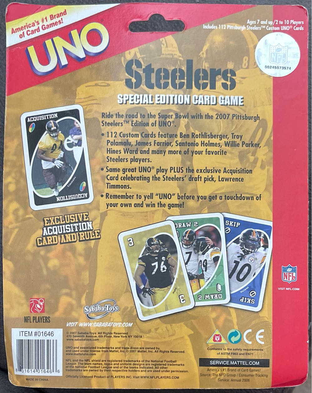 Steelers Uno Acquisition  board game collectible - Main Image 2